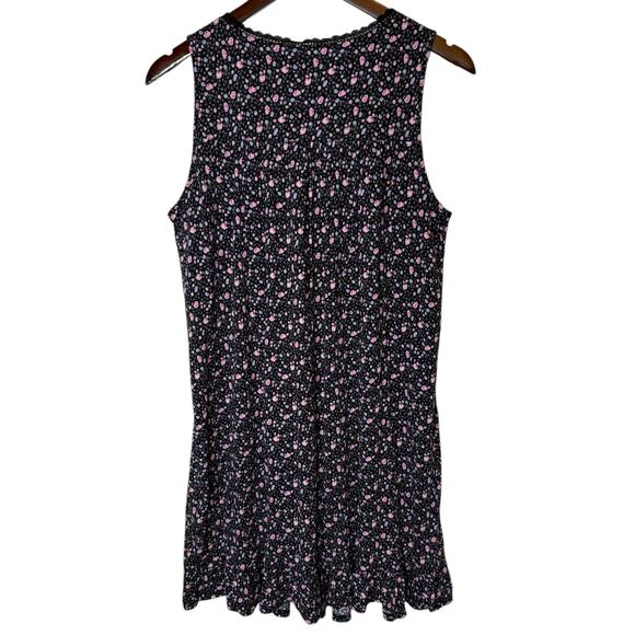 Eileen West Sleeveless Babydoll Floral Print Black Dress size Medium - Picture 3 of 4